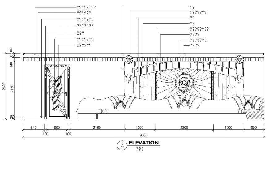Living room wall CAD elevation detail layout file