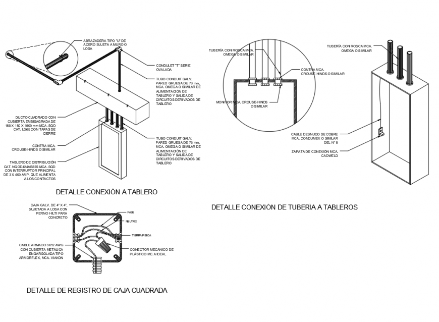 Load center details of registration and electric box installation cad drawing details dwg file