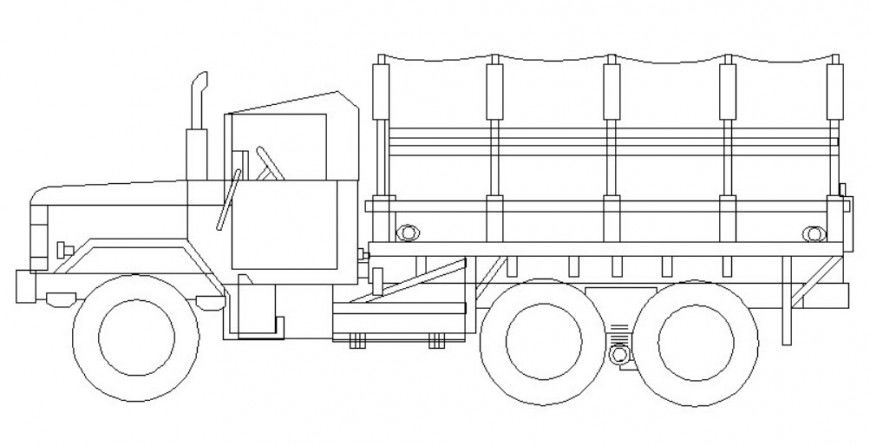 Loaded heavy transportation trucks 2d view elevation AutoCAD file