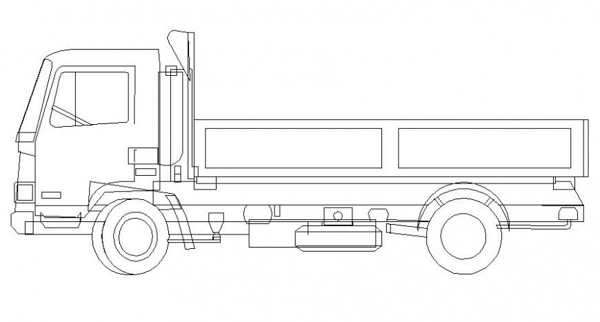 Loaded truck details elevation 2d view drawing AutoCAD file