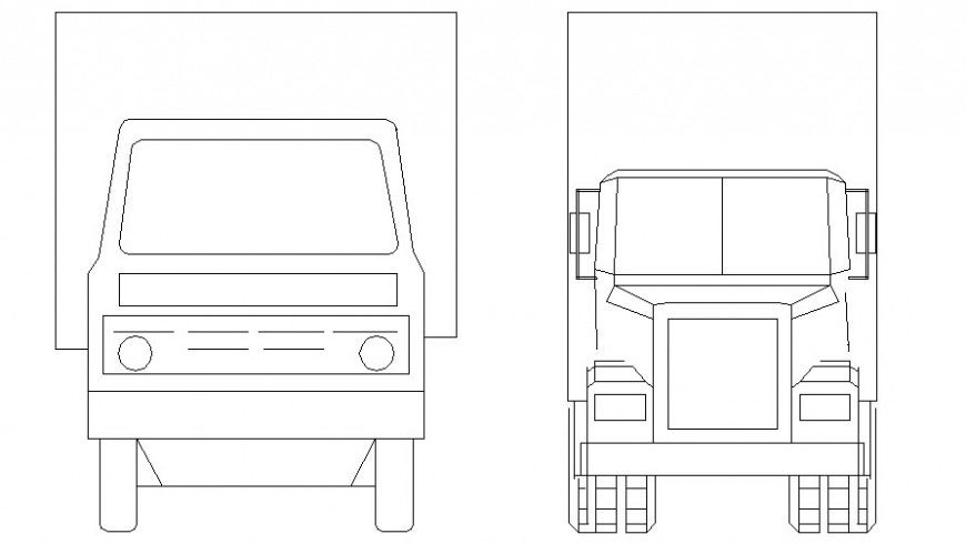 Loaded truck details elevation of transportation unit dwg file