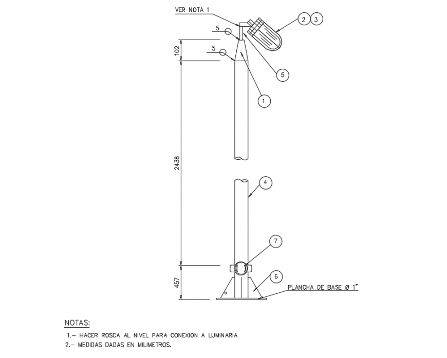 Local area lamp post typical electricity installation details dwg file
