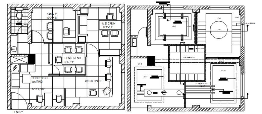 Local area office floor plan distribution plan cad drawing details dwg file