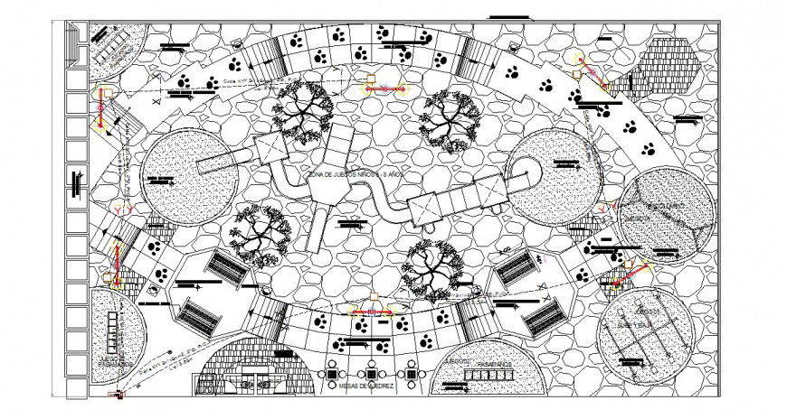 Local children park landscaping structure cad drawing details dwg file