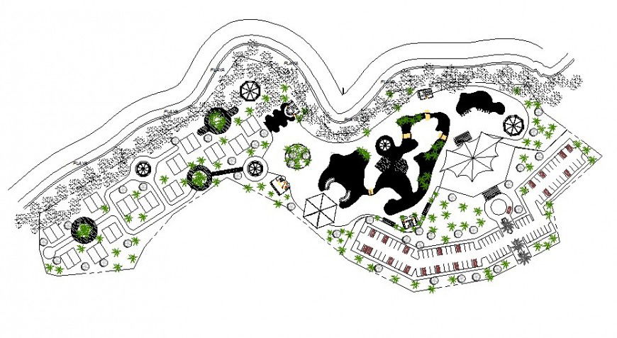 Local city green park landscaping structure cad drawing details dwg file