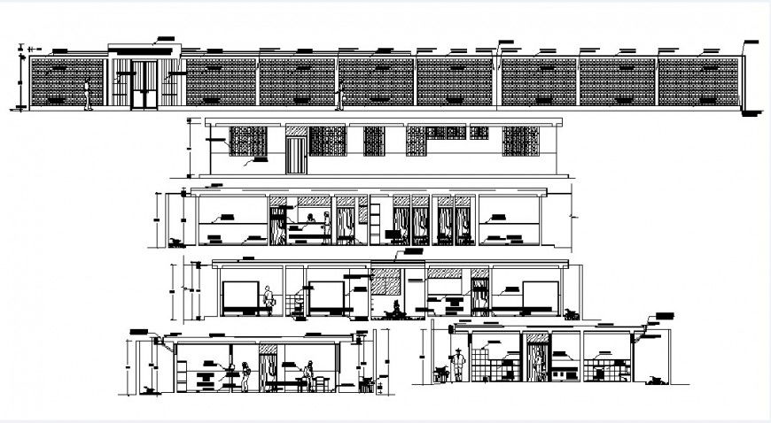 Local clinic all sided elevation and section drawing details dwg file
