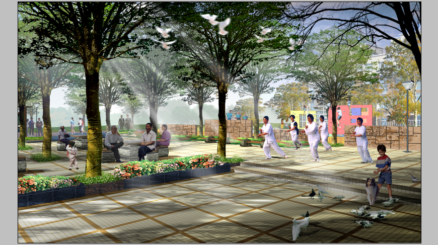 Local colonial garden 3d drawing and landscaping details psd file