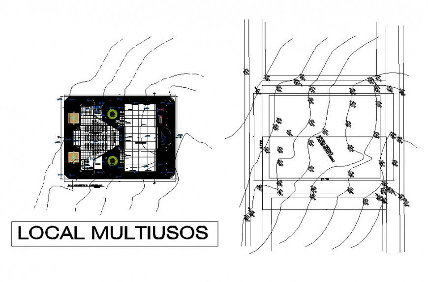 Local community center layout plan and area cad drawing details dwg file