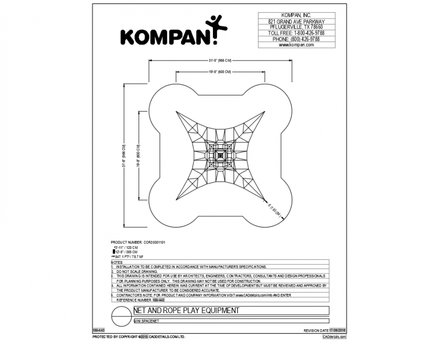 Local garden net and rope play equipment details dwg file