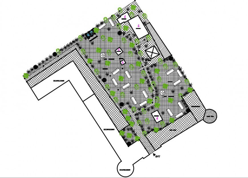Local garden structure design and landscaping details dwg file