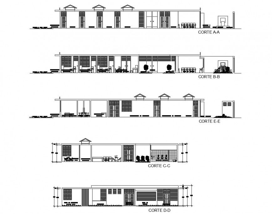 Local hospital building all sided section cad drawing details dwg file