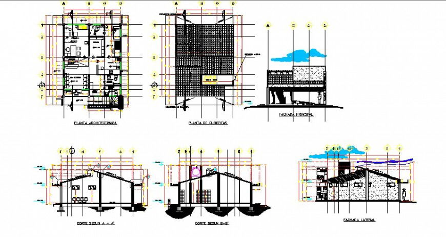 Local hospital elevation, section, plan and auto-cad drawing details dwg file