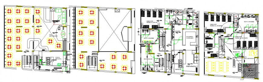 Local hostel floor plan distribution cad drawing details dwg file