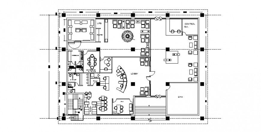 Local office ground floor layout plan cad drawing details dwg file