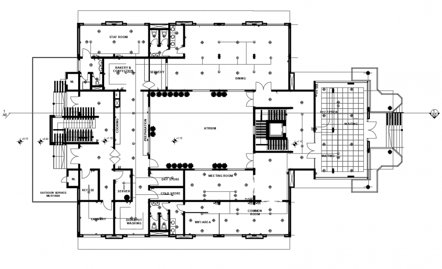 Local restaurant architecture layout plan cad drawing details dwg file
