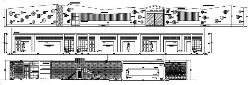 Local restaurant building elevation and sections auto-cad drawing details dwg file