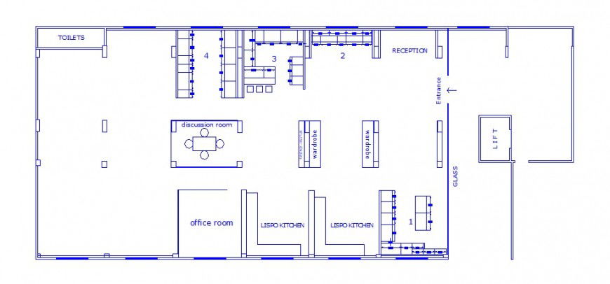 Local small office architecture layout plan cad drawing details dwg file