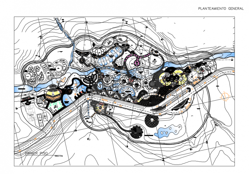 Local theme park landscaping structure cad drawing details dwg file
