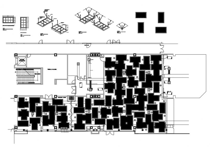 Location and installation details of metal floating island structure details dwg file