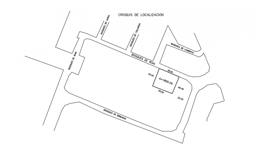 Location map of house plot area simple design drawing
