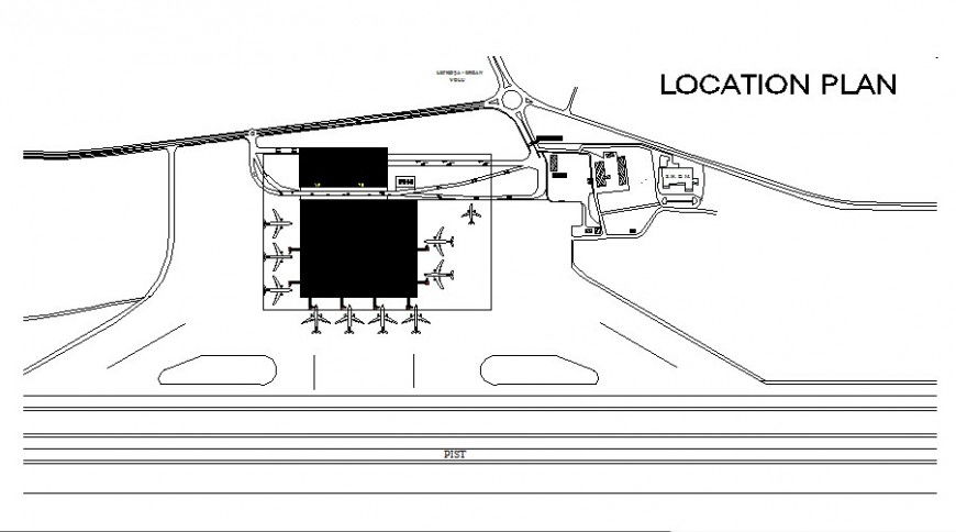 Location plan of airport detail 2d view CAD block layout file in autocad format