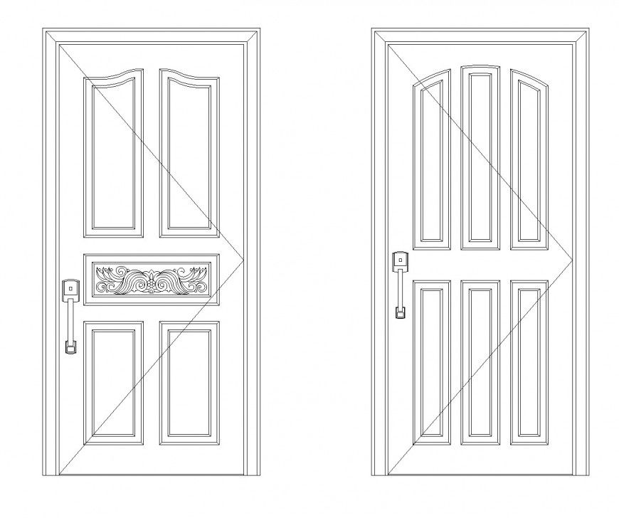 Lock system door elevation plan dwg file