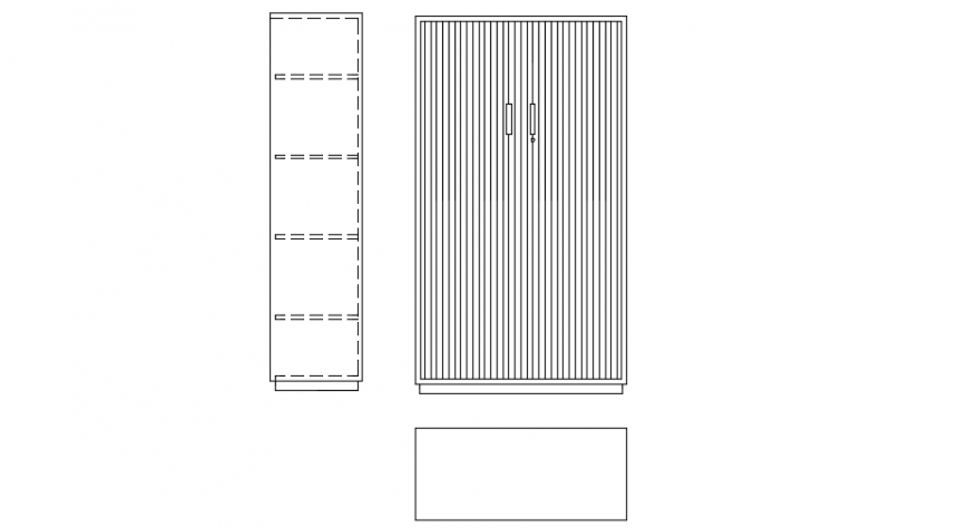 Front Elevation Drawing Model of Lockable Storage Unit in AutoCAD File