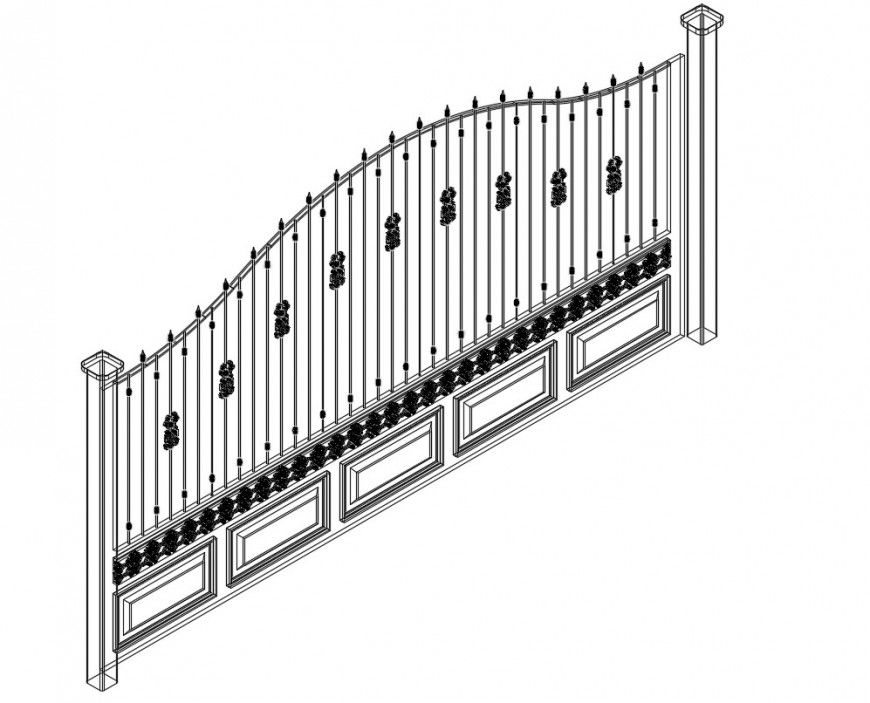 Log forged gate elevation cad drawing details dwg file
