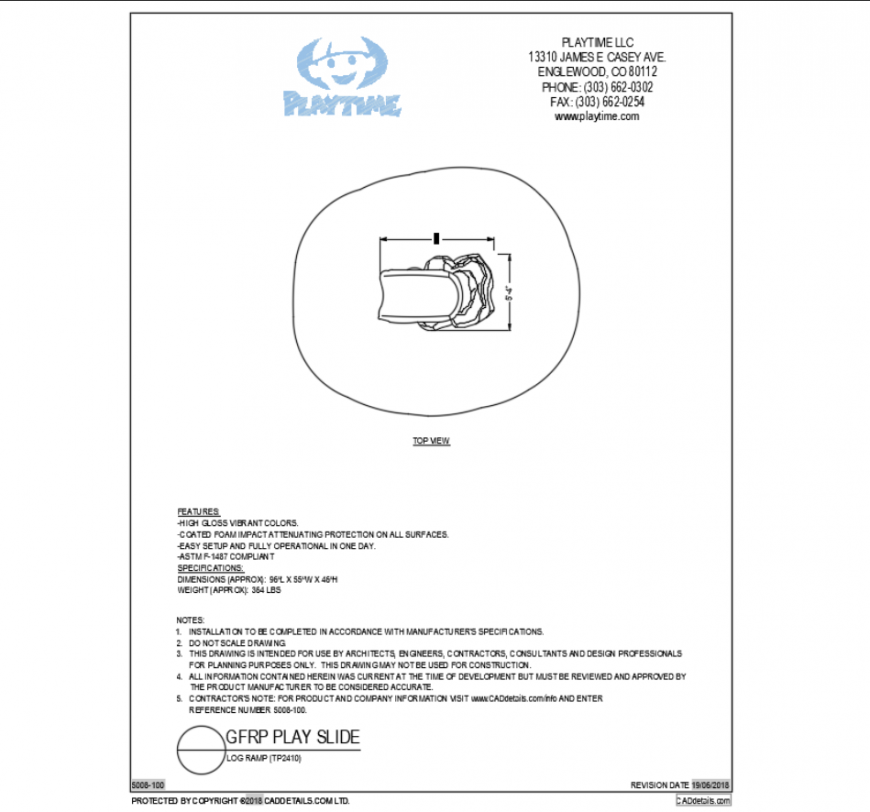 Log wooden ramp adventure park play equipment details dwg file