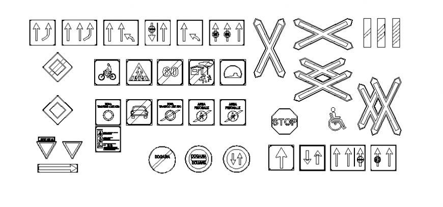 Logo and symbol for a block of traffic and roadway dwg file