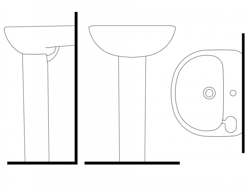 Long bathroom wash basin cad block design dwg file
