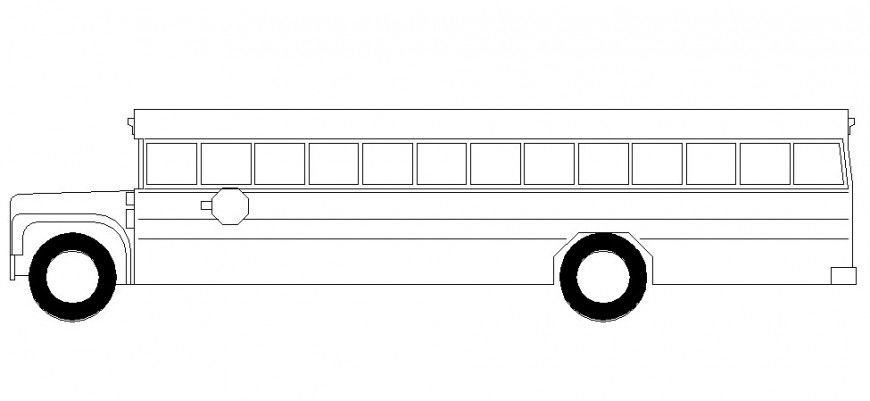 Long bus side elevation 2d block cad drawing details dwg file