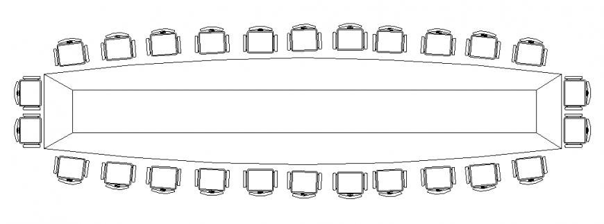 2D Conference Table AutoCAD Layout for Office Planning