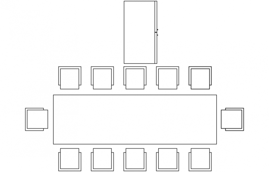 Long multiple seated dining table elevation block cad drawing details dwg file