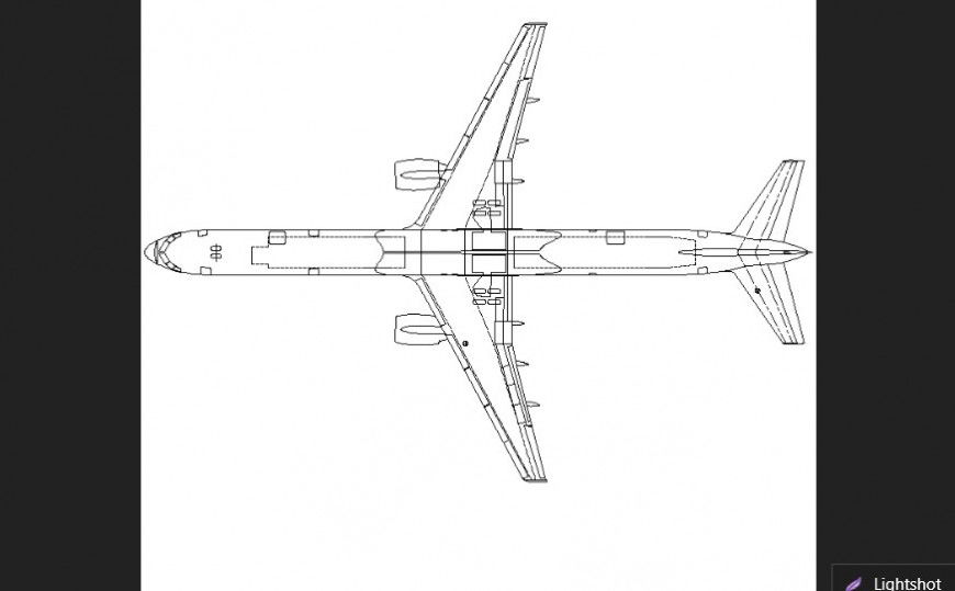 Long plane plan with detail dwg file.