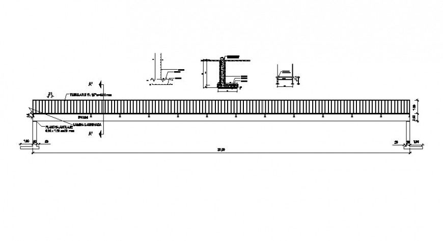 Long road bridge constructive section cad drawing details dwg file