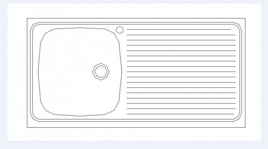 Long steel sink elevation block drawing details dwg file