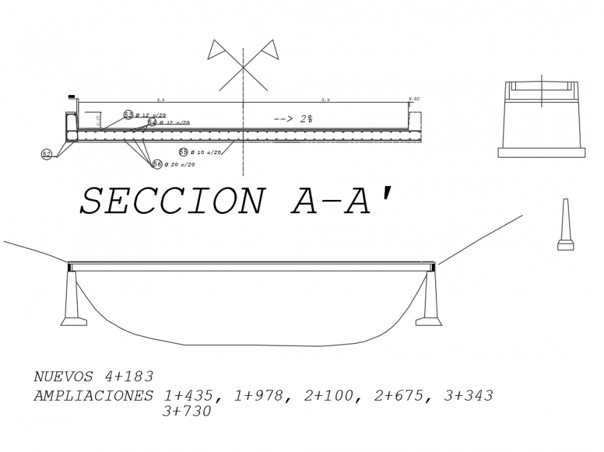 Long wooden garden bridge architecture project dwg file