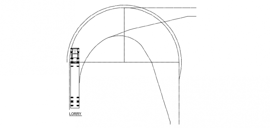 Lorry turning circle top view plan
