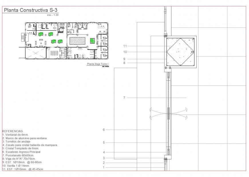 Losa and false ceiling detail dwg file