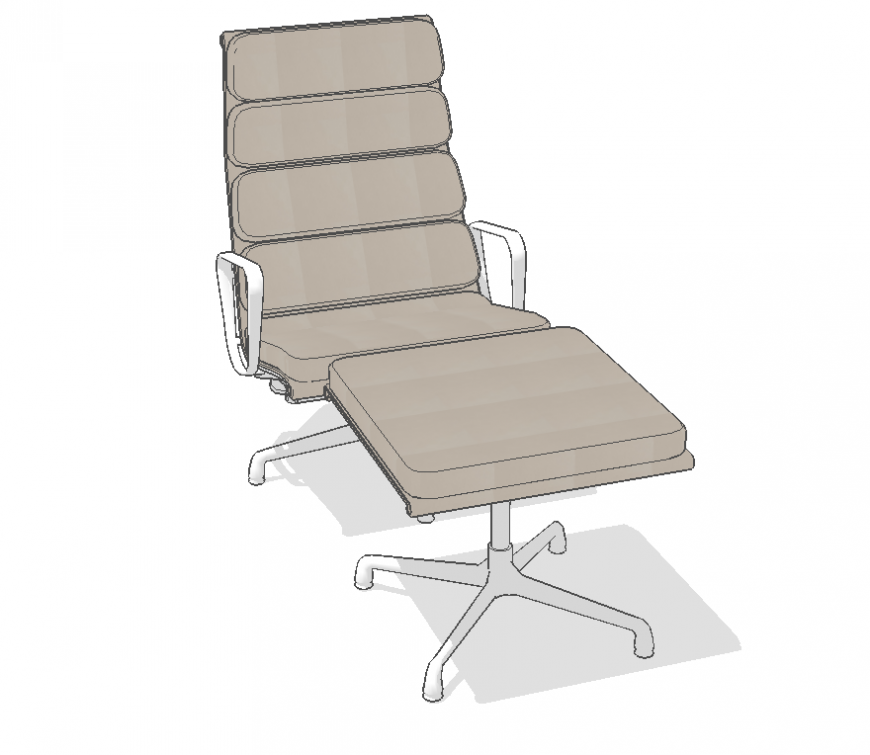 Lounge chair detail elevation 3d model layout sketch-up file