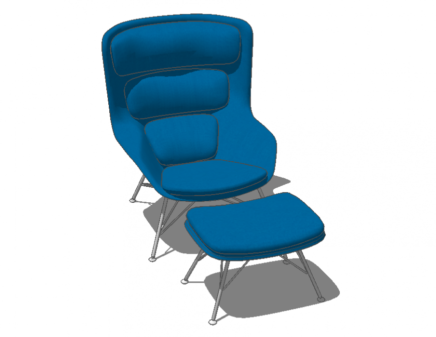 Lounge chair detail elevation 3d model sketch-up file