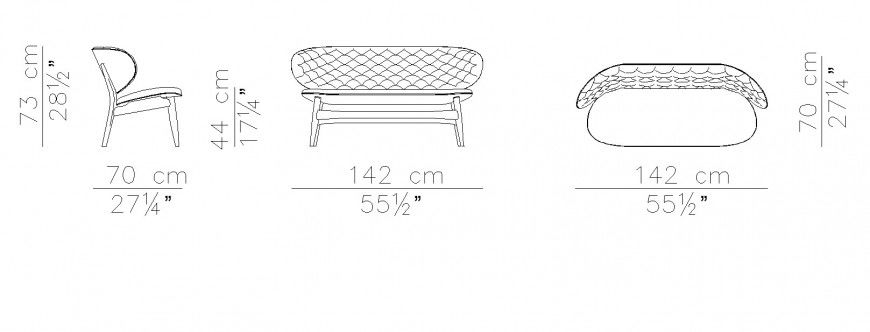 Lounge chair plan and elevation drawing in dwg file.