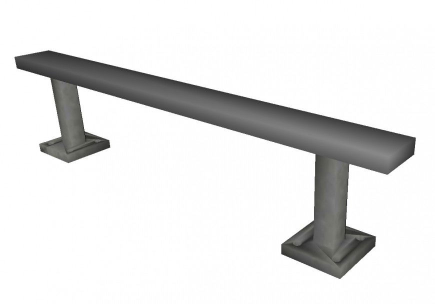 Low grind railing 3d sports equipment design cad drawing details skp file