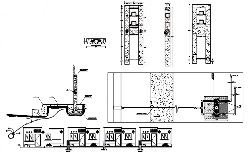 Low wall and its construction plan and elevation in auto cad file
