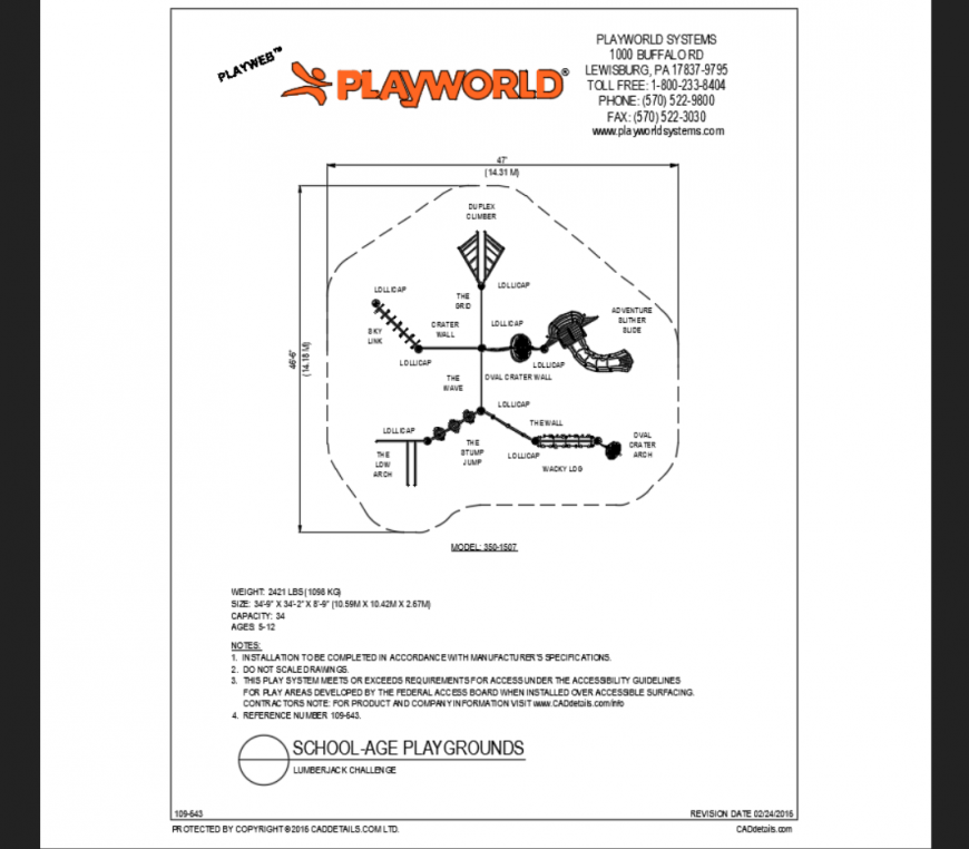 Lumber jack theme park play area design structure details dwg file