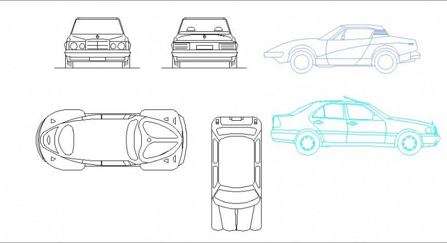 Luxuries and common car elevation blocks cad drawing details dwg file