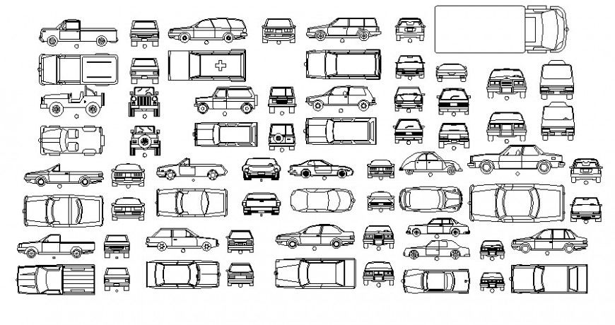 Luxuries and multi-purpose cars elevation blocks cad drawing details dwg file
