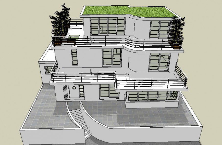 Luxuries art decorative house building 3d model cad drawing details skp file
