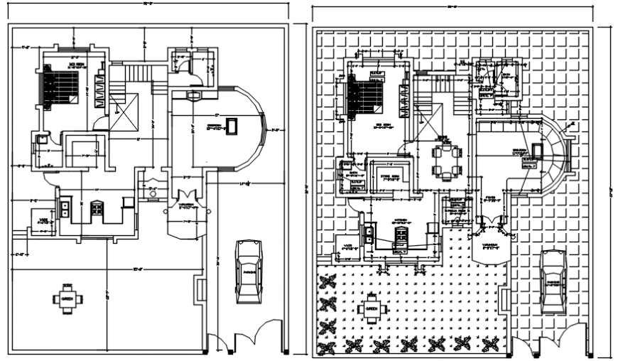 Luxuries bungalow floor distribution plan cad drawing details dwg file